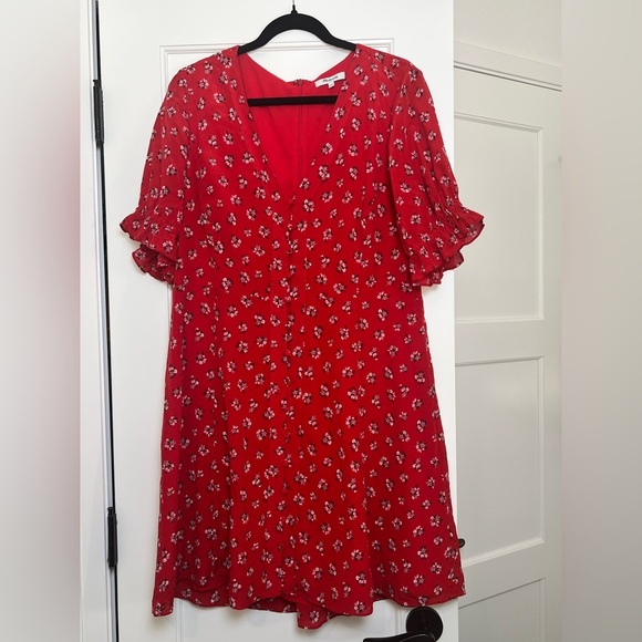 Madewell Silk Ruffle Sleeve Button Front Lilies Dress (14) - Picture 5 of 7